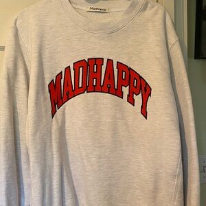 Madhappy Light Gray Crewneck with Red Lettering